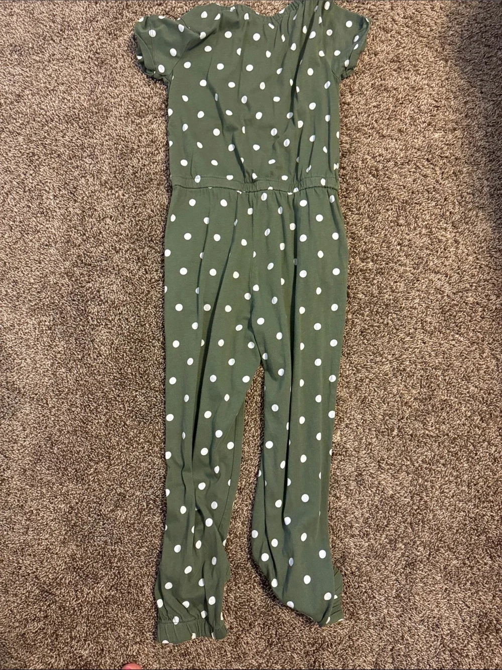 Old Navy Olive Green Polka Dot Girls Jumpsuit